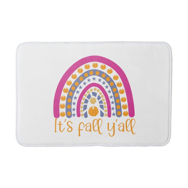 It's fall y'all pumpkin rainbow bath mat (Front)