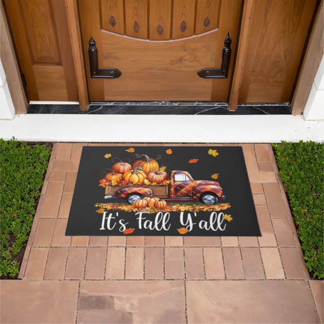 It's Fall Y'all Pumpkin Truck Autumn Tree Fall Doormat (Outdoor)
