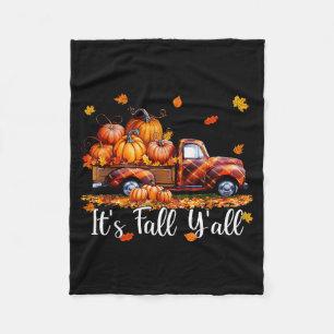 It's Fall Y'all Pumpkin Truck Autumn Tree Hello Fa Fleece Blanket