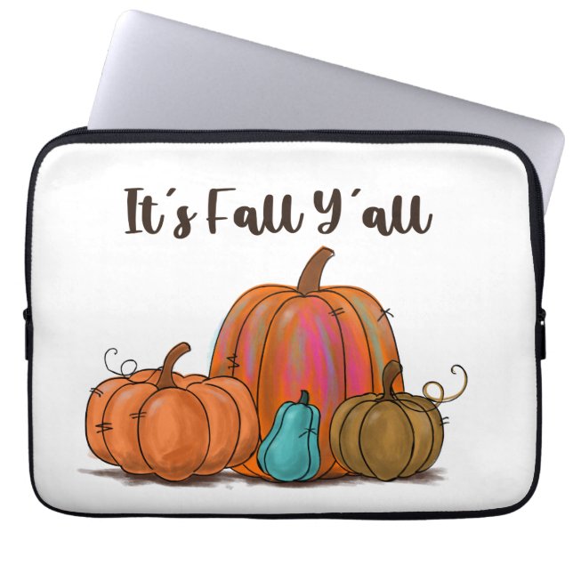 It's Fall Y'all Pumpkins Laptop Sleeve (Front)