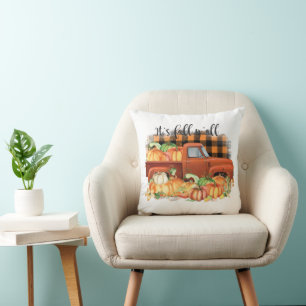 Its Fall Yall Quote Vintage Truck with Pumpkins Cushion