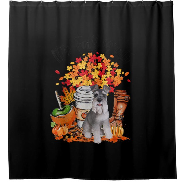 its fall yall schnauzer dog halloween thanksgiving shower curtain (Front)