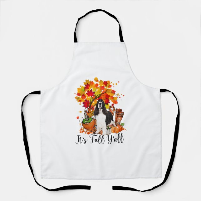 It's Fall Y'all Springer Spaniel Dog Halloween Tha Apron (Front)