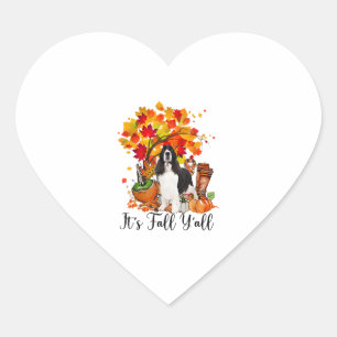 It's Fall Y'all Springer Spaniel Dog Halloween Tha Heart Sticker