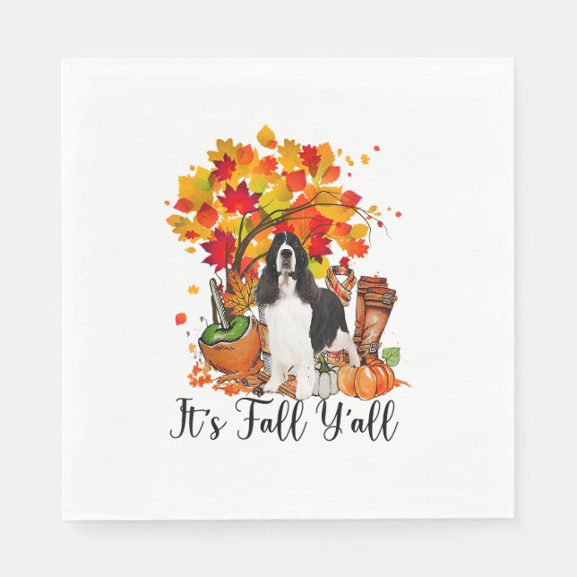 It's Fall Y'all Springer Spaniel Dog Halloween Tha Napkin (Front)