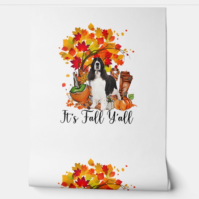 It's Fall Y'all Springer Spaniel Dog Halloween Tha Wallpaper (Unrolling)