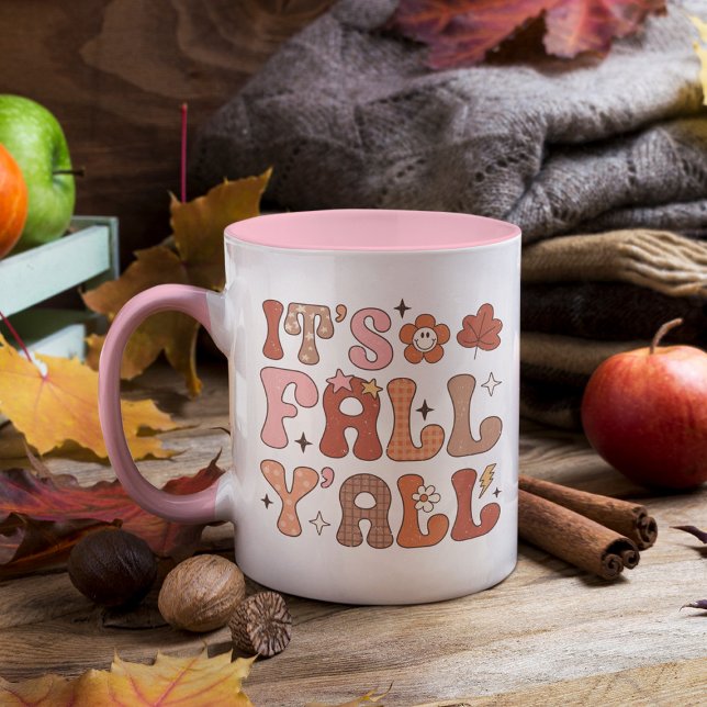 It's Fall Y'all Summer Vibe Pink Floral Autumn Mug (Creator Uploaded)