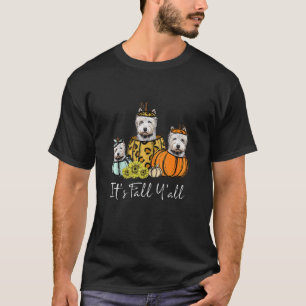 It's Fall Y'all Westie Dog Leopard Pumpkin Falling T-Shirt