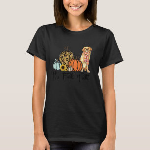 It's Fall Y'all Yellow Golden Retriever Dog Leopar T-Shirt