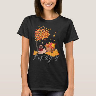 It's Fall Y'all Yellow pug Dog Leopard Pumpkin Fal T-Shirt