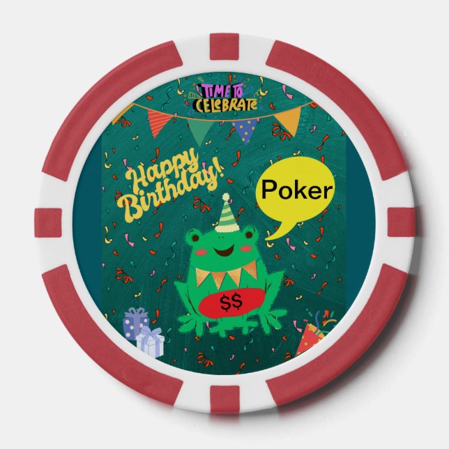 It's Finally My Birthday Feb. 29th Frog Confetti Poker Chips (Front)