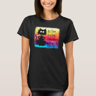 Its Fine Im Fine Everything Is Fine  Black Cat Tie T-Shirt