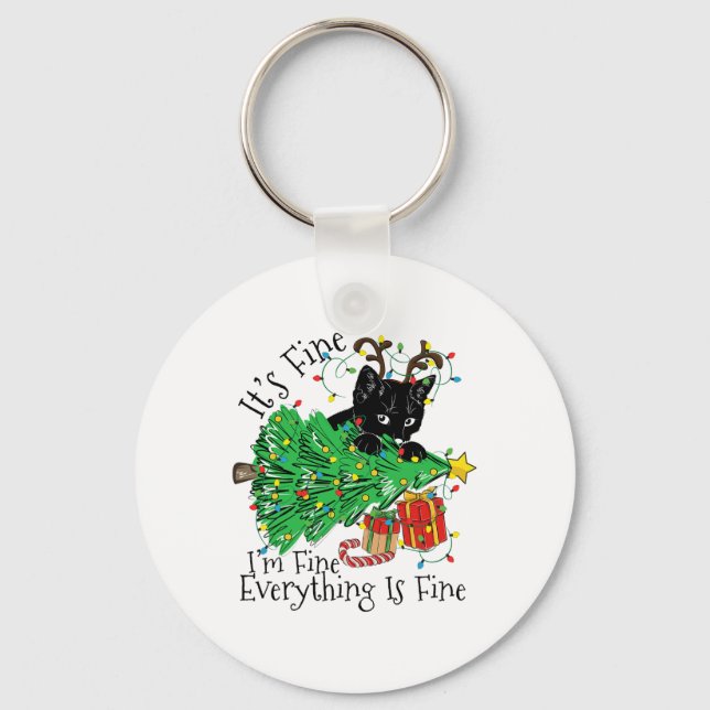 It's Fine I'm Fine Everything Is Fine Fun Christma Key Ring (Front)