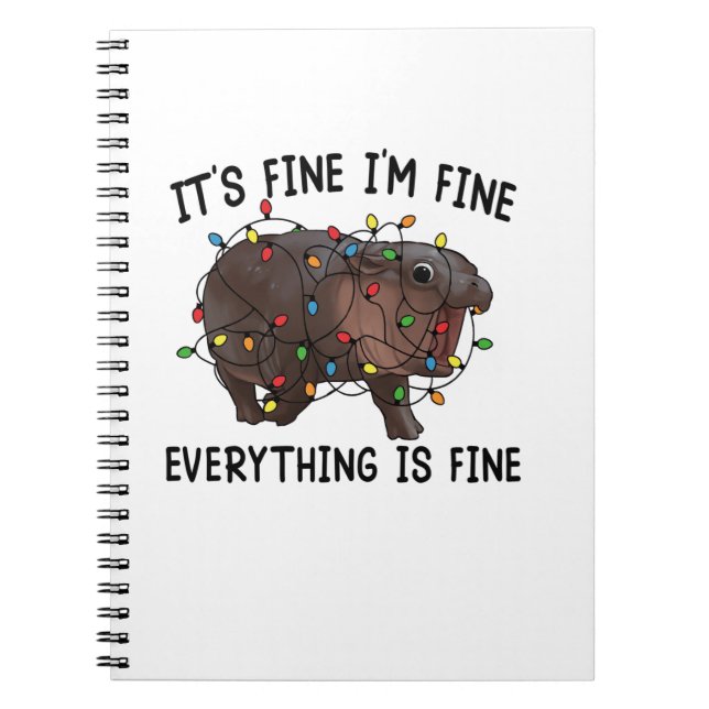 It's Fine I'm Fine Everything Is Fine Moo Deng Bab Notebook (Front)