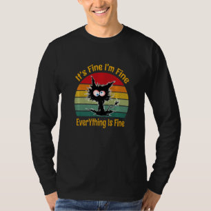 It's Fine I'm Fine Everything Is Fine Retro  Black T-Shirt