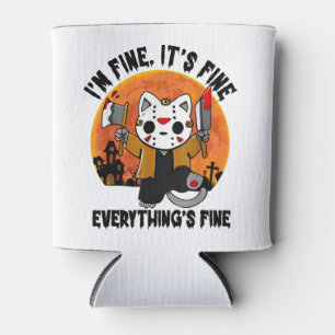 It's Fine I'm Fine Everything's Fine Cat Halloween Can Cooler