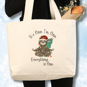 It's Fine, I'm Fine, Funny Christmas Large Tote Bag