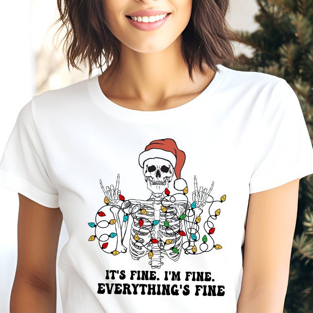 It's Fine I'm Fine Funny Skeleton Christmas Tri-Blend Shirt (Creator Uploaded)