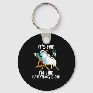 It's Fine I'm Fine Melting Snowman Summer Christma Key Ring