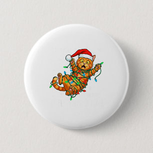 It's Fine I'm Fine Orange Cat Christmas Light Funn 6 Cm Round Badge