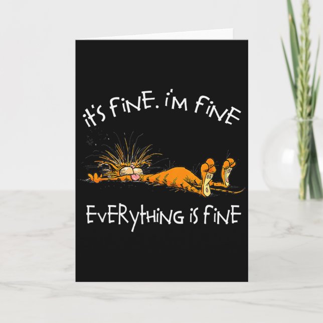 It's Fine Rpg Gamer Cat D20 Dice Fail Funny Nerdy  Card (Front)