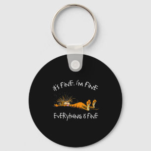 It's Fine Rpg Gamer Cat D20 Dice Fail Funny Nerdy  Key Ring
