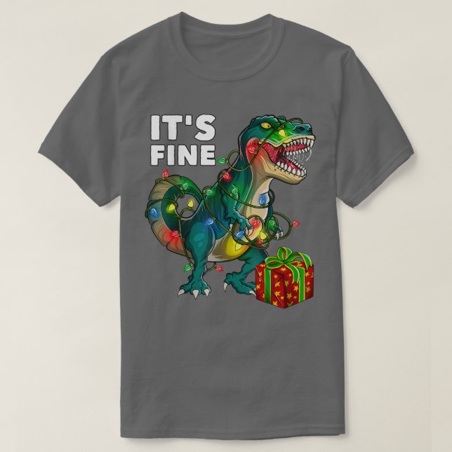 It's Fine Tree Re Christmas Lights, Funny Christma T-Shirt (Design Front)