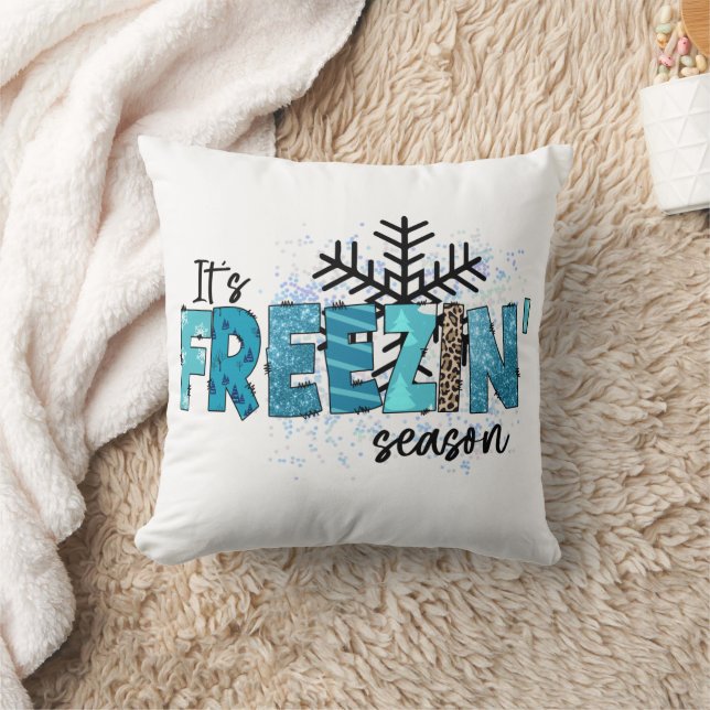 Its Freezing Cold Snowflakes Winter Holidays   Cushion (Blanket)