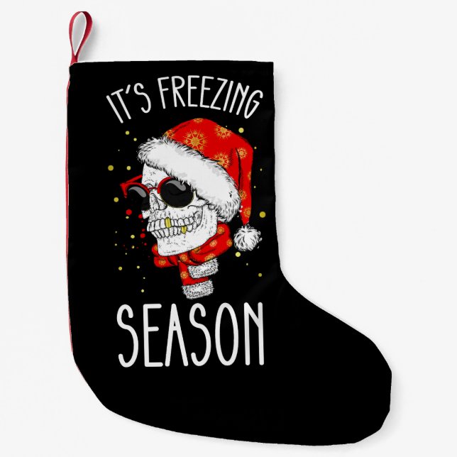 It's Freezing Season Winter Snow Christmas Holiday Small Christmas Stocking (Front)
