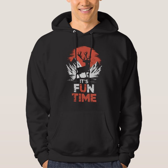 It's Fun Time Sunset Reindeer Christmas Hoodie (Front)