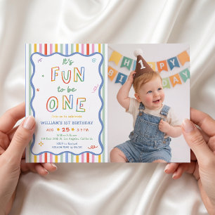 It's Fun To Be One 1st Birthday Invitation Photo