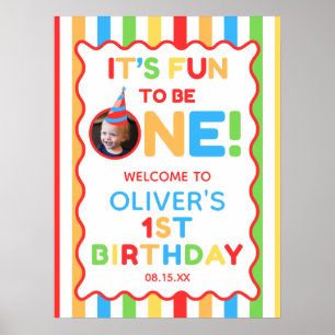 Its Fun To Be One 1st Birthday Photo Welcome Sign