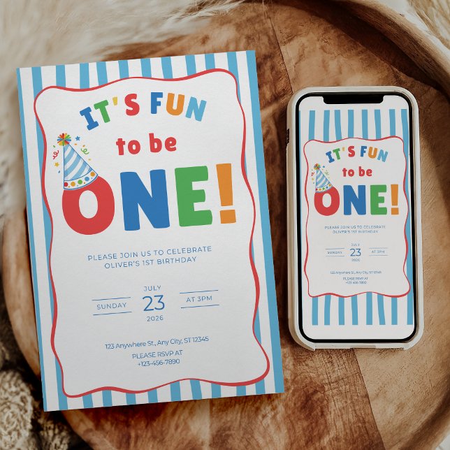 It's Fun to Be One Birthday Invitation (Creator Uploaded)