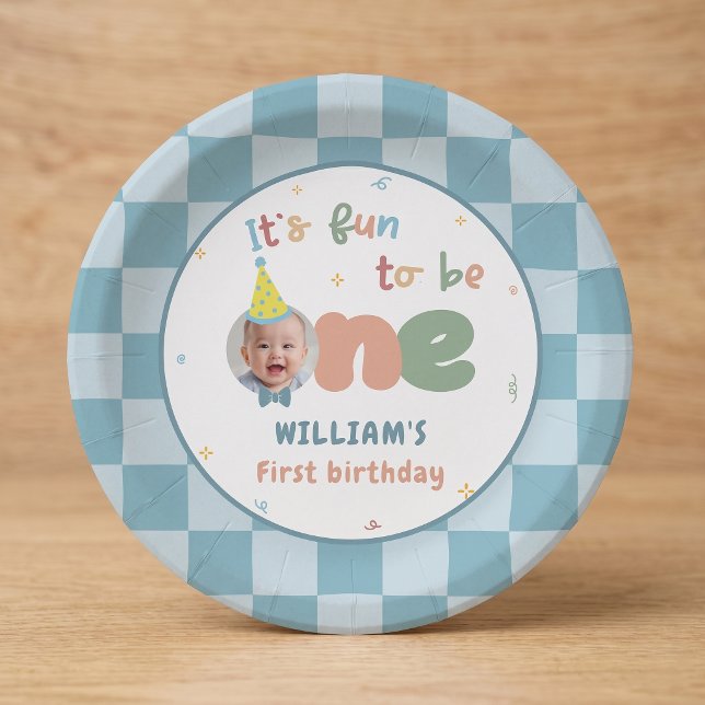It's Fun To Be One Boy Birthday Paper Plates (Creator Uploaded)