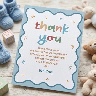 It's Fun To Be One Boy Birthday Thank You Card
