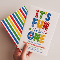 It's Fun to Be One Bright Rainbow Stripes Birthday