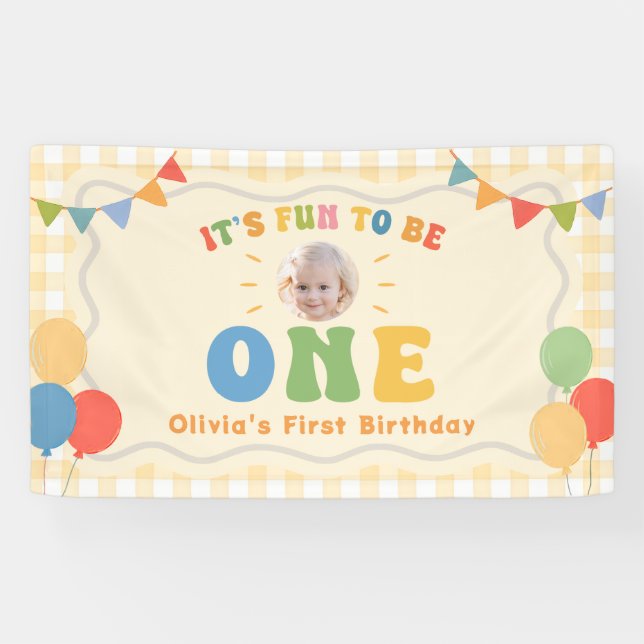 It's Fun To Be One Colourful 1st Birthday Banner (Horizontal)