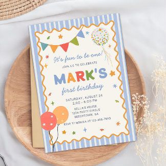It's Fun to Be One Colourful Birthday Invitation