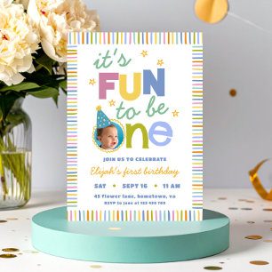It's Fun To Be One Colourful Birthday Invitation