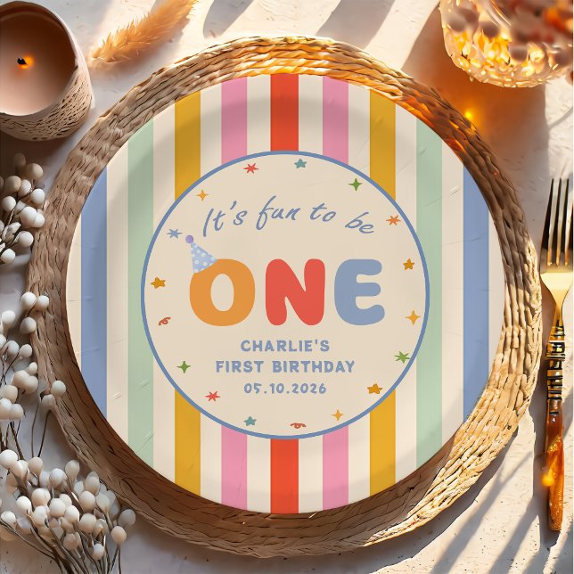 It's Fun To Be One Colourful Birthday Paper Plates (Creator Uploaded)