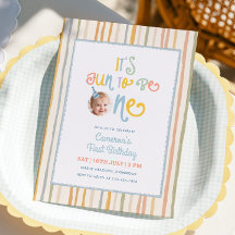 It's Fun To Be One Pastel Stripe 1st Birthday
