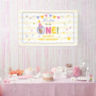 Its Fun To Be One Photo Boy 1st Birthday Banner