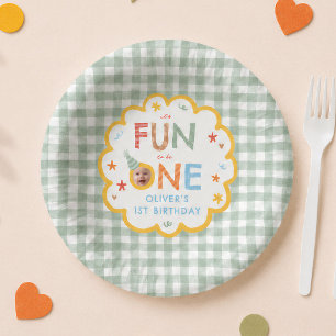 Its Fun To Be One Photo Colourful 1st Birthday Paper Plate