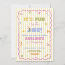 It's Fun To Be One Stripe Birthday Invitation