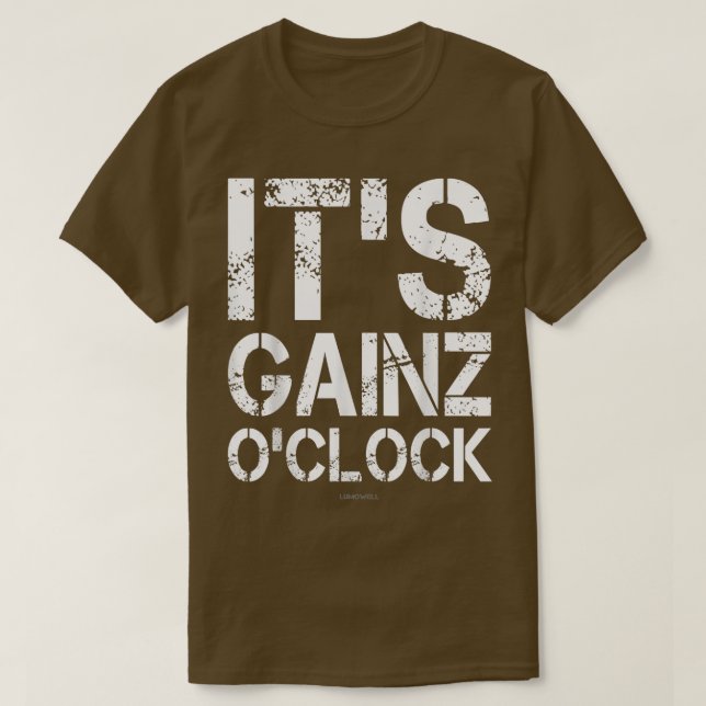 It's Gainz O'clock  Its Gains Oclock Funny Workout T-Shirt (Design Front)