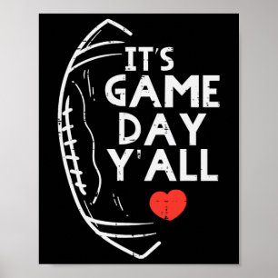 Its Game Day Yall American Football Sports Men Wom Poster