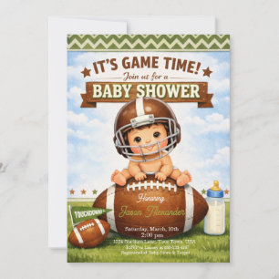 Its Game Time Baby Boy Shower Invitation