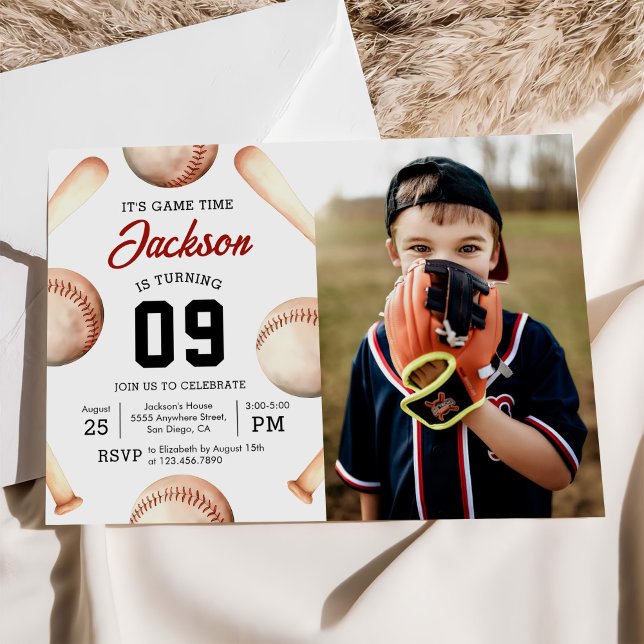It's Game Time Baseball Birthday Party Photo Invitation (Creator Uploaded)