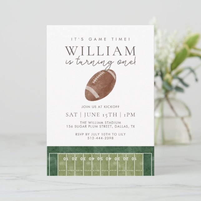 It's game time First Birthday Football Invitation (Standing Front)