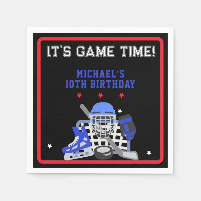 IT'S GAME TIME HOCKEY BIRTHDAY  NAPKIN (Front)